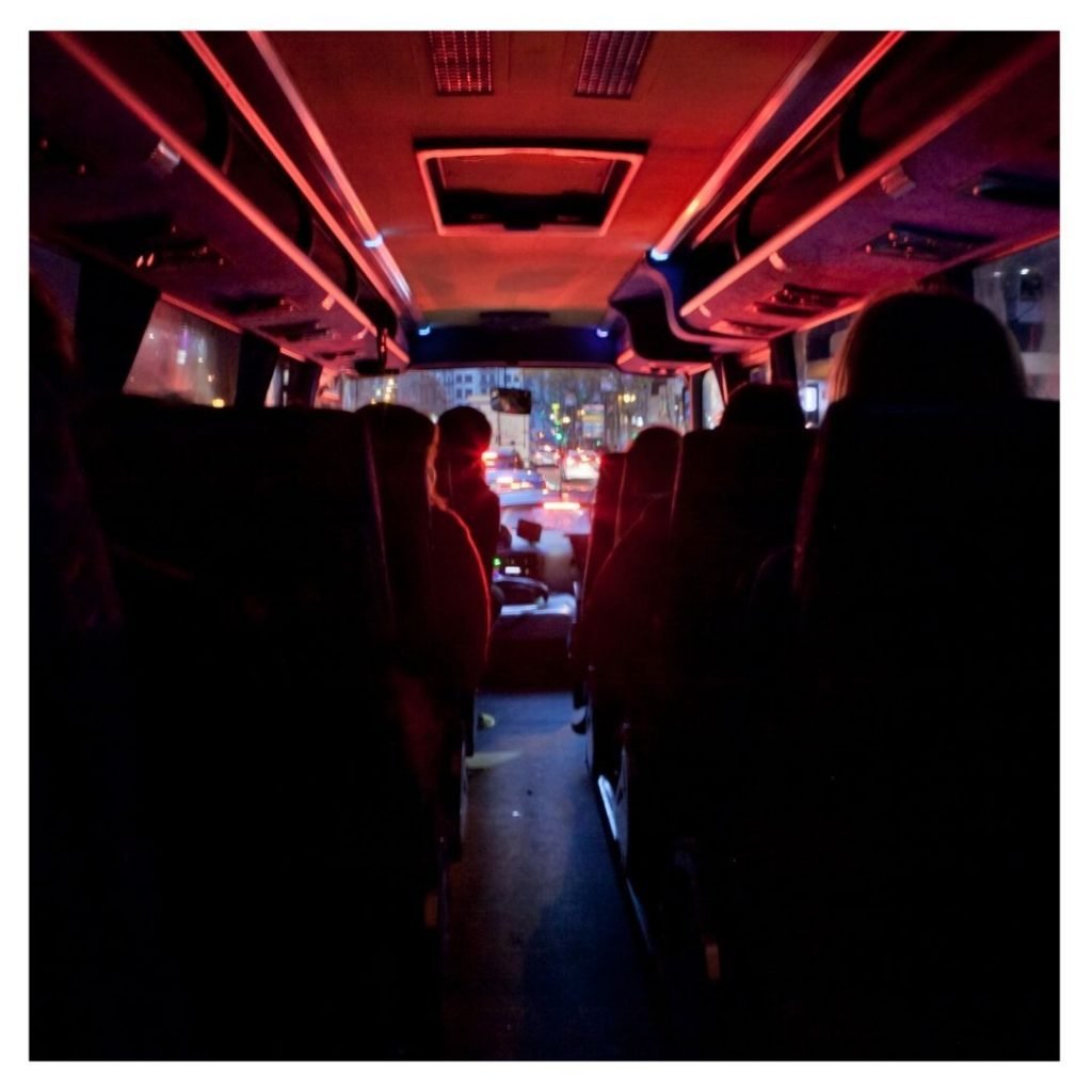 Inside of a party bus