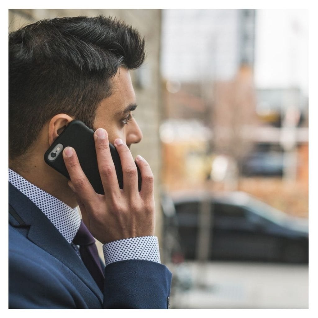 person talking on phone