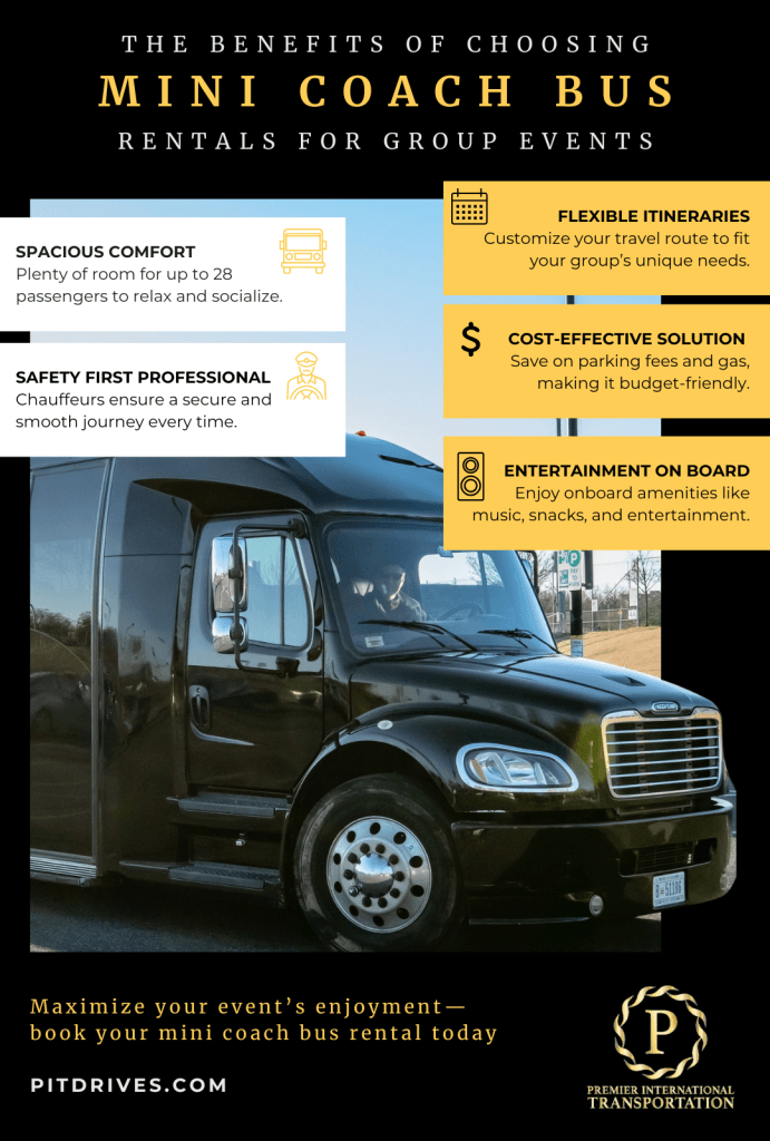 infographic the benefits of choosing mini coach bus rentals for group events